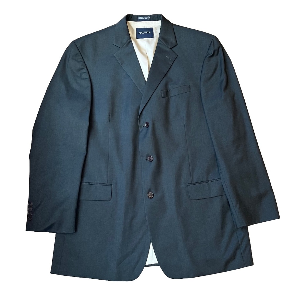 Nautica Mens Size 46 L W40 Sport‎ Coat Blazer Black Three Button Classic Pockets